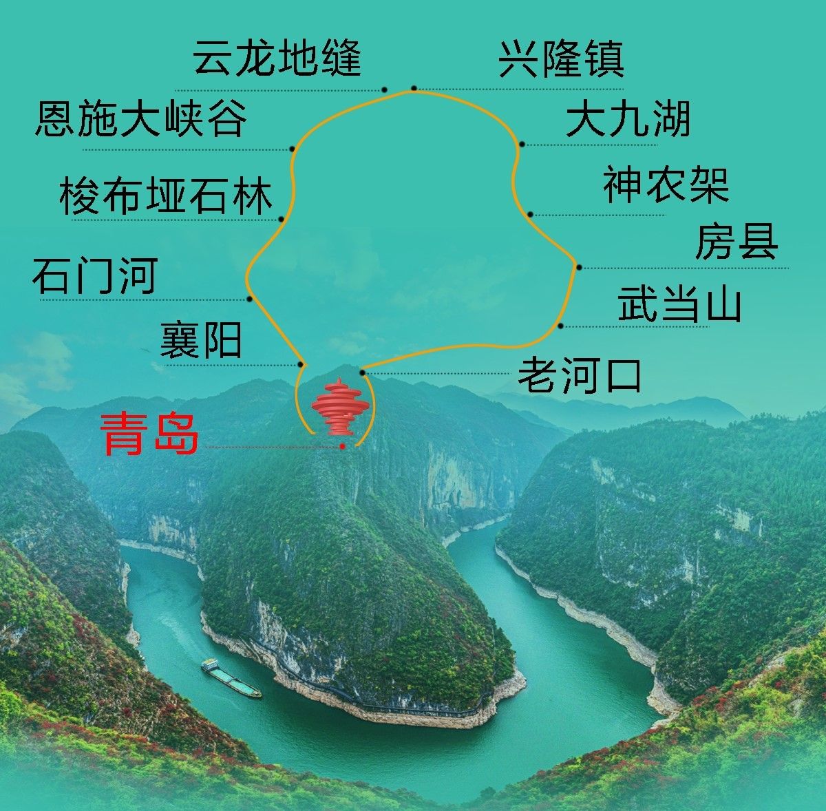 丹江口集合湖北全景9日自驾游：巫山三峡-屏山大峡谷-神农架-恩施-武当山-朝天吼漂流休闲避暑9日自驾自驾游
