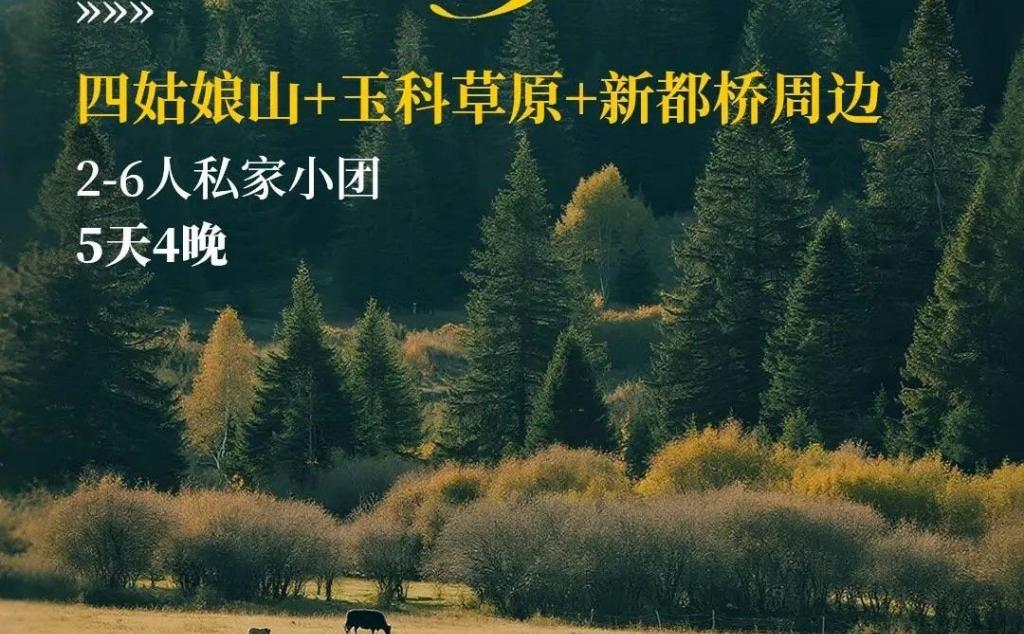 成都出发川西5日私家游：【川西阿勒泰】四姑娘山-甲居藏寨-莫斯卡-玉科草原-新都桥5日